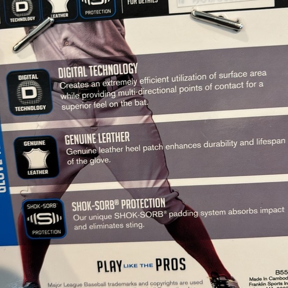 Franklin genuine leather youth batting gloves,shok-sorb protection digital tech - Picture 9 of 9